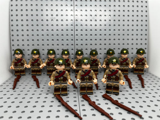 Russian Rifleman Soldiers Custom Block-Style Figures 12 Count