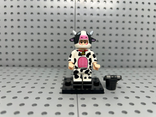 Cow Costume Character Custom Block-Style Figure