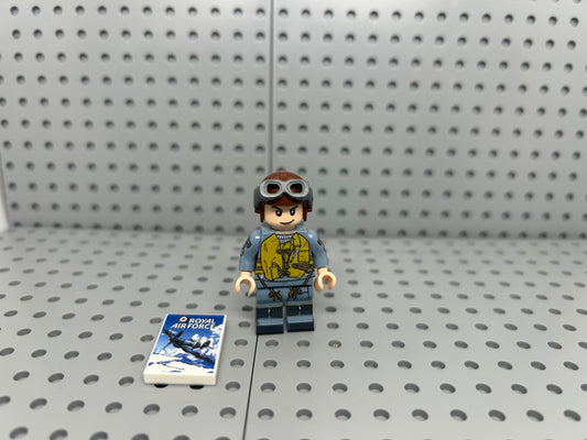 British RAF Pilot Custom Block-Style Figure