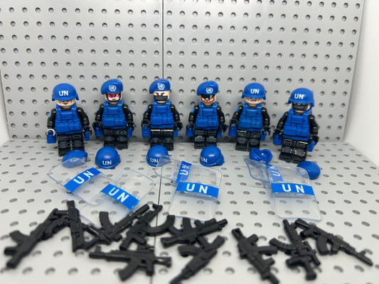 United Nations Soldiers Custom Block-Style Figures 6 Count