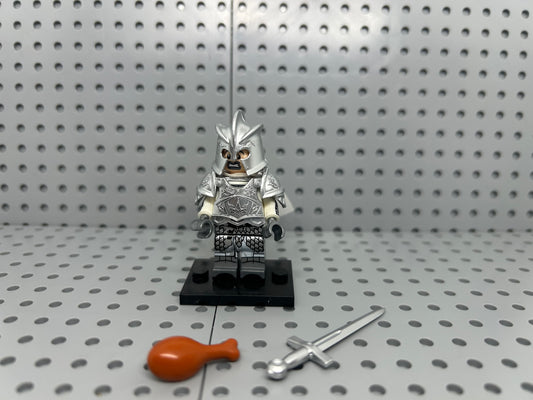 Medieval Silver Knight Custom Block-Style Figure