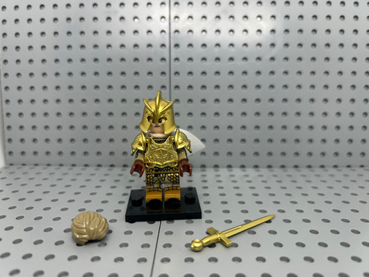 Medieval Golden Knight Custom Block-Style Figure
